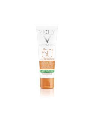 Vichy capital soleil - crema viso solare purificante anti-acne con protezione molto alta spf 50+ - 50 ml