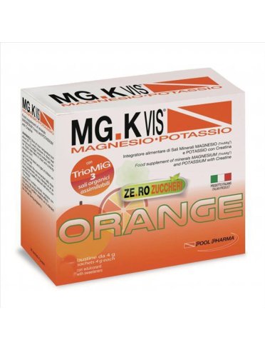 Mg.k vis orange - integratore di magnesio e potassio senza zucchero - 15 bustine