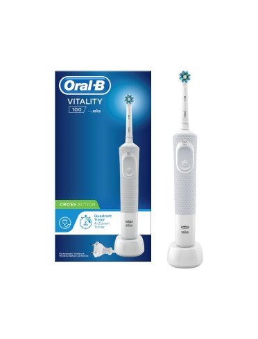 Oral-b power vitality d100 - spazzolino elettrico cross action - colore bianco