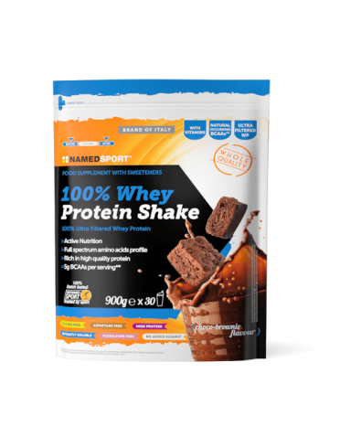 Named sport 100% whey protein shake choco brownie - proteine per massa muscolare - 900 g