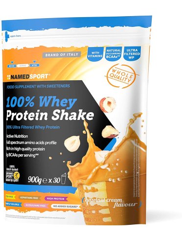 Named sport 100% whey protein shake hazelnut cream - proteine per massa muscolare - 900 g