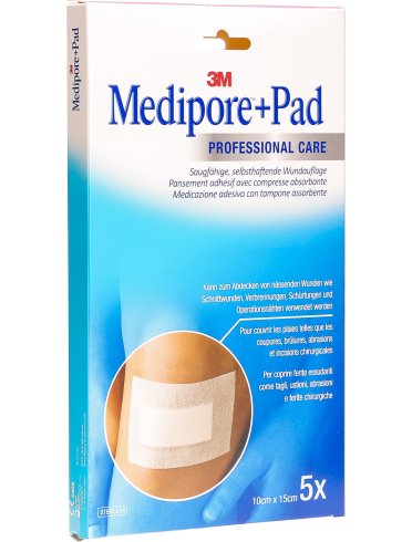 3m medipore + pad medicazione sterile 10x15 cm - 5 pezzi