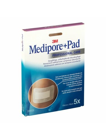 3m medipore + pad medicazione sterile 10x10 cm - 5 pezzi