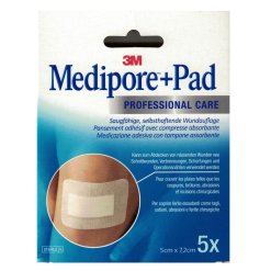 3M Medipore + Pad Medicazione Sterile 5x7,2 cm - 5 Pezzi