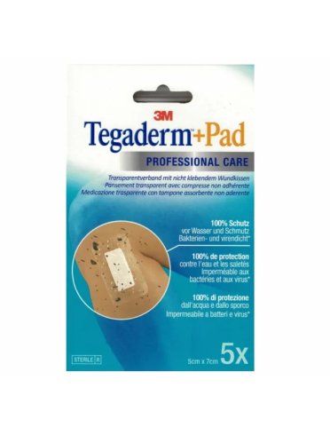 3m tegaderm + pad medicazione sterile 5x7 cm - 5 pezzi