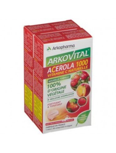 Arkovital acerola 1000 - integratore per difese immunitarie - family pack 60 compresse 