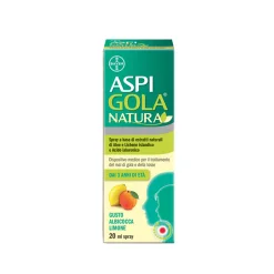 Aspi Gola Natura - Trattamento del Mal di Gola e della Tosse - Spray Gusto Albicocca e Limone 20 ml