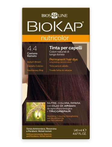 Biokap nutricolor - tinta per capelli colore 4.4 castano ramato - 140 ml