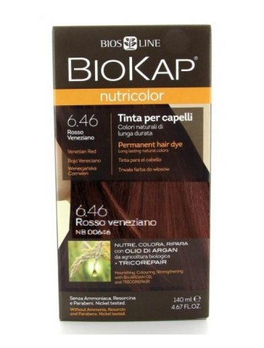Biokap nutricolor - tinta per capelli colore 6.46 rosso veneziano - 140 ml