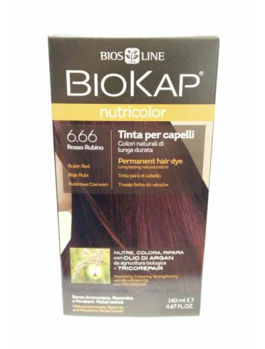 Biokap nutricolor - tinta per capelli colore 6.66 rosso rubino - 140 ml