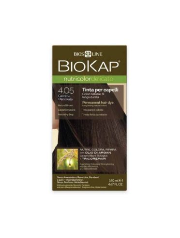 Biokap nutricolor delicato - tinta per capelli colore 4.05 castano cioccolato - 140 ml