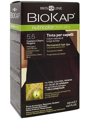 Biokap nutricolor delicato - tinta per capelli colore 5.50 castano chiaro mogano - 140 ml