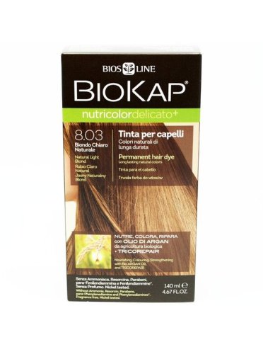 Biokap nutricolor delicato - tinta per capelli colore 8.03 biondo chiaro naturale - 140 ml