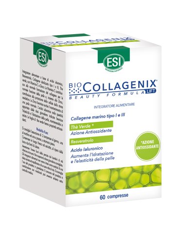 Esi biocollagenix beauty formula lift - integratore antiossidante pelle con acido ialuronico e collagene - 60 compresse