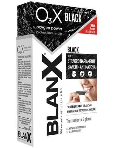 Blanx o3x black strisce sbiancanti e antimacchie 14 pezzi