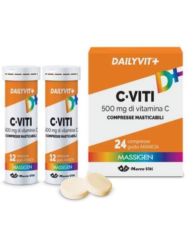 Massigen dailyvit+ c-viti 500 mg - integratore di vitamina c per difese immunitarie - 24 compresse masticabili