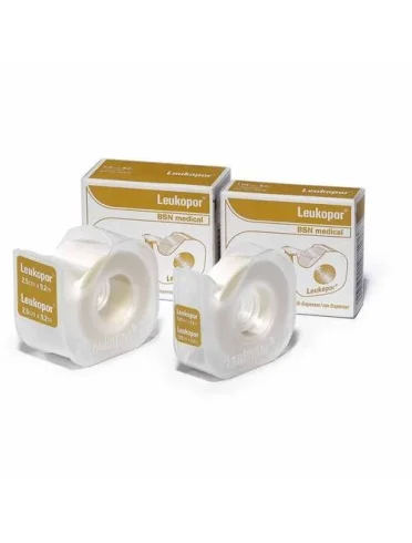 Cerotto in rocchetto leukopor ipoallergenico tessuto non tessuto bianco 2,5x920 cm con dispenser