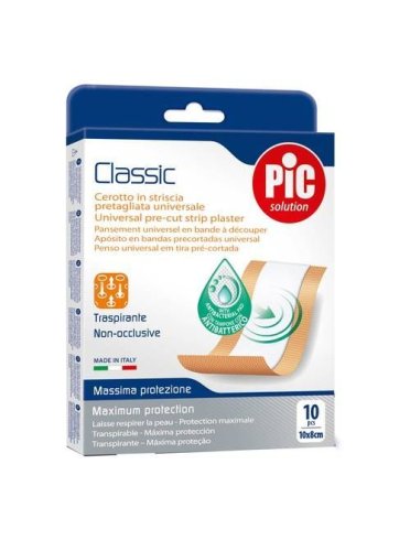 Cerotto pic classic striscia 10x8 cm antibatterico 10 pezzi