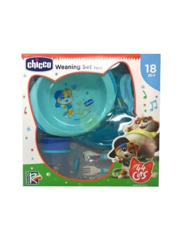 Chicco set pappa azzurro 44gatti 18m Chicco set pappa azzurro 44gatti 18m