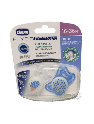 Chicco succhietto light luminoso silicone 16-36 mesi 2 pezzi Chicco succhietto light luminoso silicone 16-36 mesi 2 pezzi