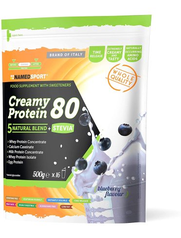 Named sport creamy protein 80 gusto cherry blueberry - integratore per massa muscolare - 500 g