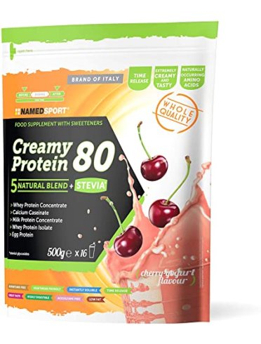 Named sport creamy protein 80 gusto cherry & yogurt - integratore per massa muscolare - 500 g