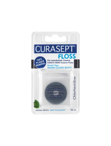 Curasept floss - filo interdentale nero cerato con clorexidina - 50 m