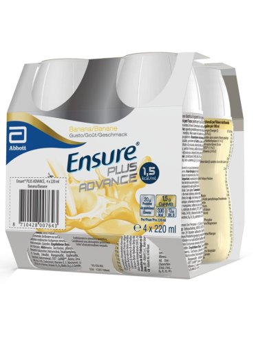 Ensure plus advance - integratore di vitamine e minerali gusto banana - 4 bottiglie x 220 ml