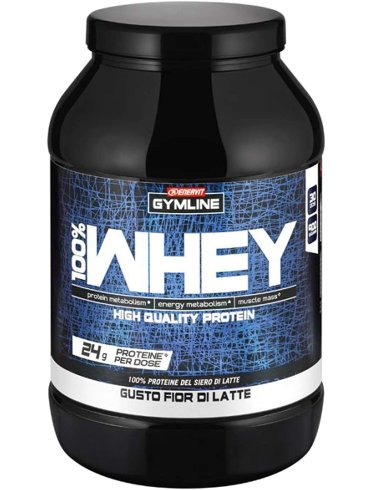 Enervit gymline 100% whey protein isolate - integratore massa muscolare gusto fior di latte - 900 g