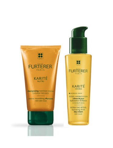 Rene furterer karité beauty routine - shampoo nutriente 200 ml + crema capelli giorno 30 ml