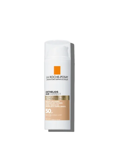 La roche-posay anthelios age correct - fluido viso colorato anti-invecchiamento con protezione solare molto alta spf 50 - 50 ml