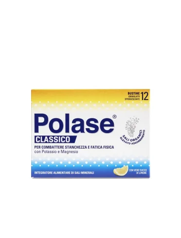 Polase classico - integratore di sali minerali - gusto limone 12 bustine effervescenti Polase classico - integratore di sali minerali - gusto limone 12 bustine effervescenti