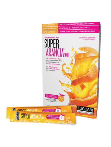 Zuccari super arancia 1000 - integratore di vitamina c per difese immunitarie - 10 stick