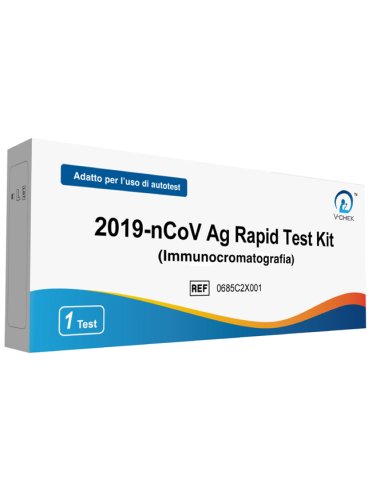 Test antigenico rapido covid-19 v-chek autodiagnostico determinazione qualitativa antgeni sars-cov-2 in tamponi nasali mediante immunocromatografia 1 pezzo