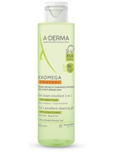 A-derma exomega control - gel 2 in 1 detergente corpo emolliente per pelle secca - 200 ml