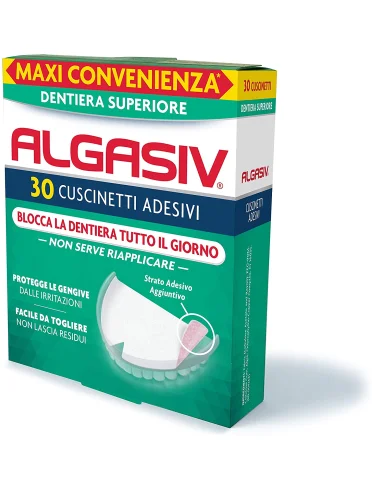 Algasiv - cuscinetti adesivi per protesi dentaria superiore - 30 pezzi Algasiv - cuscinetti adesivi per protesi dentaria superiore - 30 pezzi
