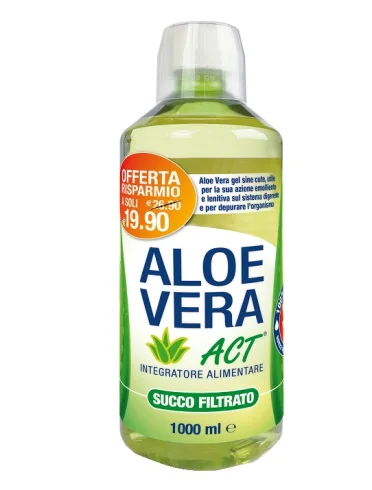 Aloe vera act succo filtrato integratore emolliente 1000 ml Aloe vera act succo filtrato integratore emolliente 1000 ml
