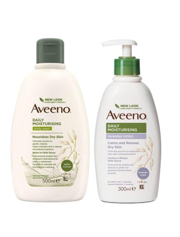 Aveeno pn bundle bagno doccia 500 ml + aveeno crema idratante lavanda 300 ml