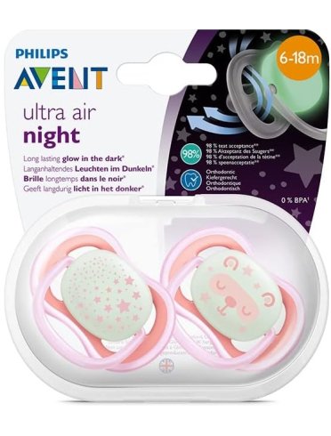 Avent ultra air night succhietto bambina 6-18m 2 pezzi