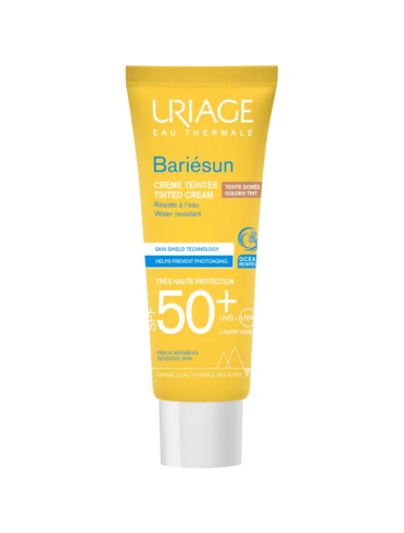 Uriage bariesun - crema solare viso colorata dorata con protezione molto alta spf 50+ - 50 ml