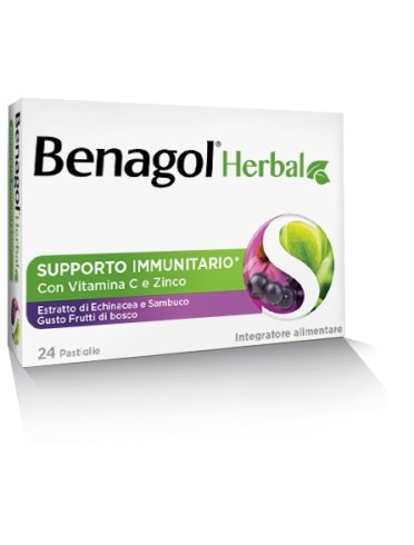 Benagol herbal frutti di bosco integratore sistema immunitario 24 pastiglie