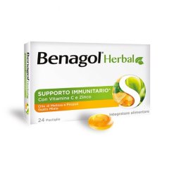 Benagol Herbal Miele Integratore Sistema Immunitario 24 Pastiglie
