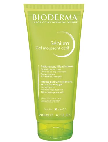 Bioderma sebium gel moussant actif - gel detergente purificante per pelle acneica - 200 ml
