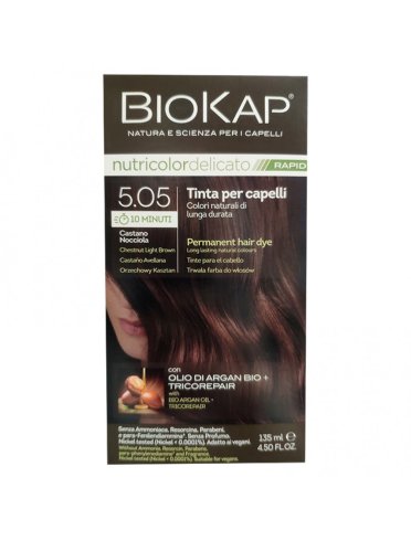 Biokap nutricolor delicato rapid - tintura per capelli colore 5.05 castano nocciola - 135 ml