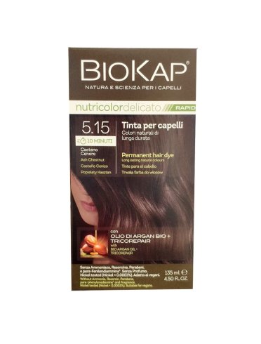 Biokap nutricolor delicato rapid - tintura per capelli colore 5.15 castano cenere - 135 ml