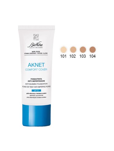 Bionike aknet comfort cover - fondotinta anti-imperfezioni - colore n. 101 ivoire - 30 ml