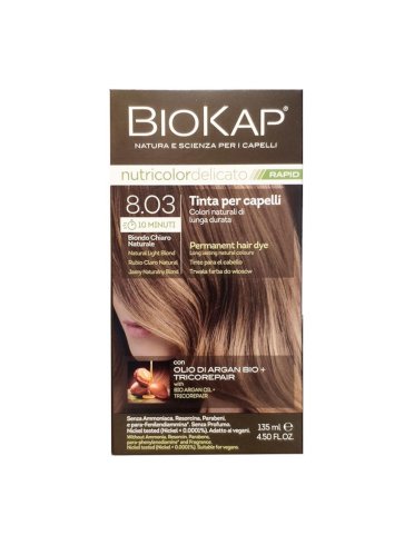 Biokap nutricolor delicato rapid - tintura per capelli colore 8.03 biondo chiaro delicato naturale - 135 ml
