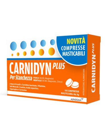 Carnidyn plus - integratore per stanchezza e affaticamento - gusto arancia 18 compresse masticabili