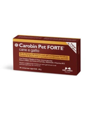 Carobin pet forte benessere intestinale cane e gatto 30 compresse