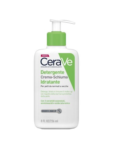 Cerave detergente crema-schiuma idratante per pelli normali e secche 236 ml